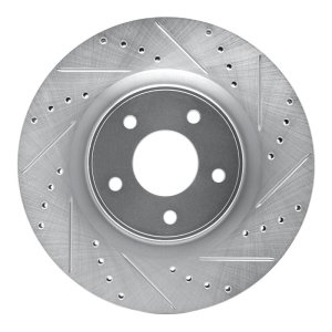 Infiniti JX35 Brake Rotor (1) - Front Right - R1 Concepts - Drilled & Slotted - Silver - `13-`25